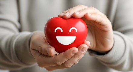 Heart health awareness month concept red heart in hands symbol of love and care donate help