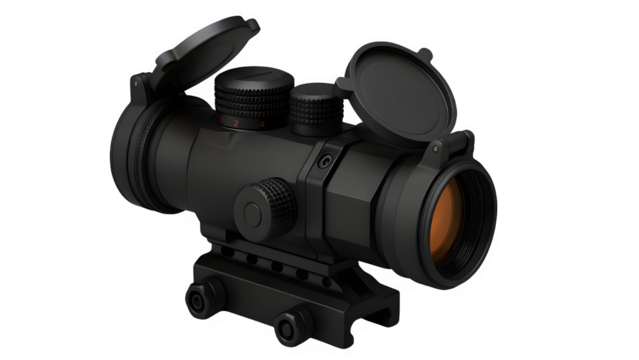Vortex Optics Spitfire 3x Prism Scope – Tactical Precision Sight on Transparent Background - Powered by Adobe