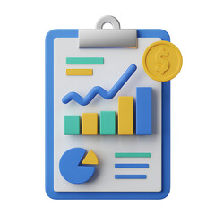 Financial report on clipboard with graphs and charts representing business analytics  
