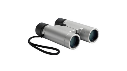 Fototapeta premium Side Profile of Sleek Travel Binoculars with Wrist Strap on Transparent Background