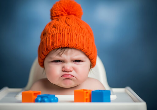 Grumpy gus baby s orange beanie meltdown
