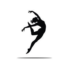 Naklejka premium Silhouette of a graceful ballerina in a dynamic dance pose