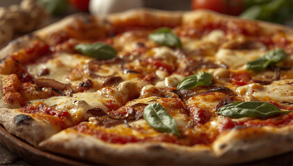 Pizza with salami and cheese