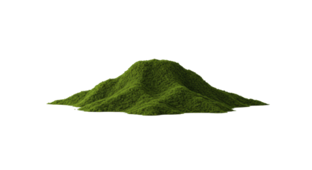 Isolated mountain range or densely forested hills, vibrant green, perfectly rendered with sharp focus on transparent background, symbolizing sustainable growth and environmental purity