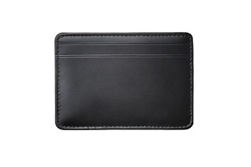 Black Leather Card Holder Wallet isolated on white transparent background