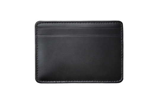 Black Leather Card Holder Wallet isolated on white transparent background - Powered by Adobe