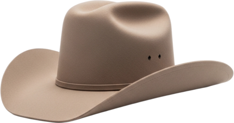 Classic cowboy hat showcased in natural light with a soft tan hue and stylish curves