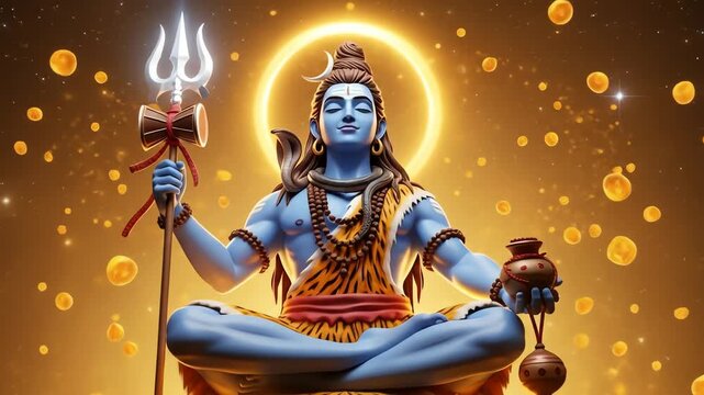 lord shiva meditating cosmic background hindu deity