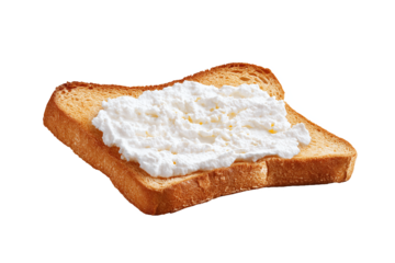 Toast with Cottage Cheese isolated on white transparent background