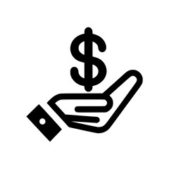 a hand holding a dollar sign black vector icon 