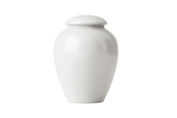 White ceramic urn with lid isolated on white transparent background