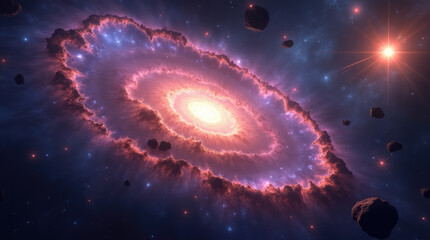 Spiral Galaxy with Comet