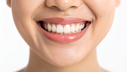 Obraz premium Close-up of a Beautiful Smile with Perfect White Teeth