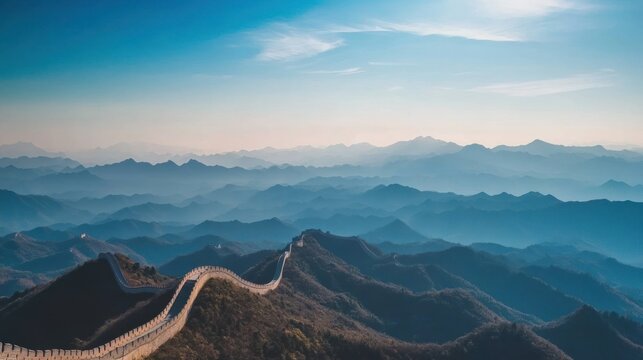 Panoramic view of Great Wall - Powered by Adobe
