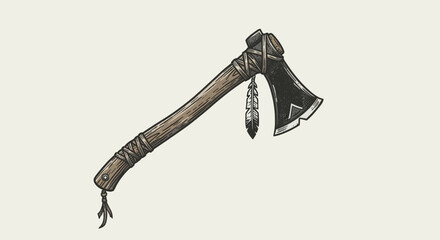 Engraved Vintage Tomahawk Emblem Vector