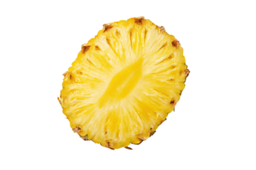 Half pineapple slice isolated on white transparent background