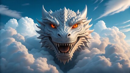 Mythical dragon creature formed from clouds in the sky