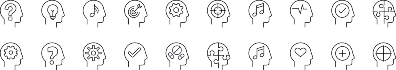 Thought, Brain, Mental Health Related Line Icons for Web Sites, Books, Cards, Apps. Editable Stroke. Perfect for Web Sites, Books, Cards, Apps © RaulAlmu