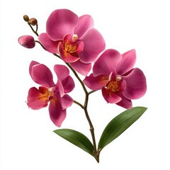 Fototapeta premium Pink Orchid Flowers on Stem with Leaves bloom blossom
