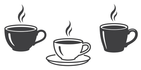 Obraz premium UntitledVector art of collection of tea and coffee cups isolated on white background, showcasing various styles of mugs and saucers, representing the comfort and enjoyment of hot beverages