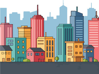 city landscape with buildings and trees