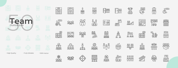 Team Line Editable Icons set. Vector illustration in modern thin line style of Team icons: teamwork, association, collaboration, etc