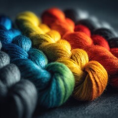 Close-up of colorful yarn balls in various shades