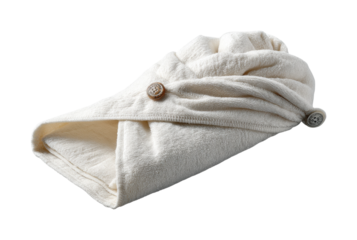 Elegant white towel wrap spa textiles relaxation, isolated on transparent background, png