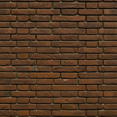 Fototapeta premium Close-up view of a uniform brick wall exhibiting a rich brown tone, ideal for use in architectural, construction, or design-related advertising, or editorial publications.