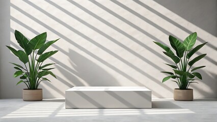 Minimalist scene with a central rectangular plate