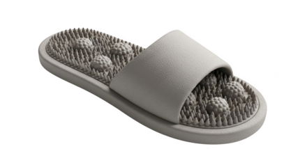 3d icon of gray acupressure massage sandal isolated on transparent background for foot reflexology, health, wellness, and relaxation in a studio shot