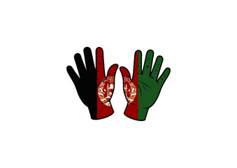 Obraz premium icon of Afghanistan flag painted on waving hands
