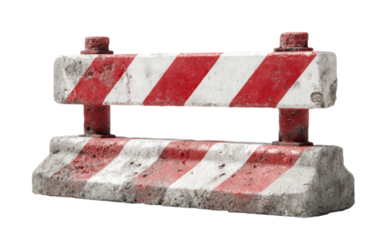 Construction barrier marking roadwork urban area safety environment, isolated on transparent background, png