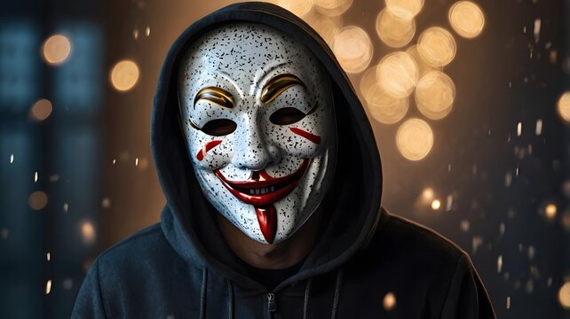 Person wearing a mask with hooded jacket