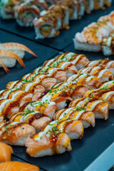 Assortment of Fresh Sushi and Rolls