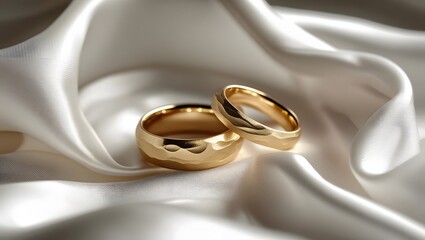 Gold Wedding Rings on Silk