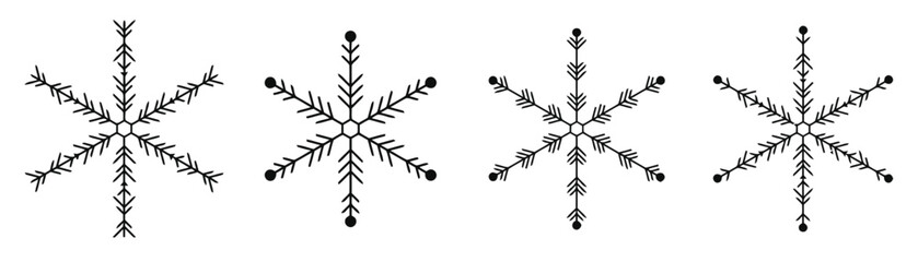 Obraz premium Symmetrical snowflake patterns. Complex design. Geometric shapes.