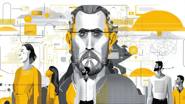 Large Language Model (LLM) Concept Illustration &ndash; Artificial Intelligence Neural Network and Machine Learning Visualization