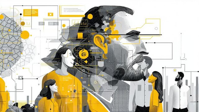 Large Language Model (LLM) Concept Illustration &ndash; Artificial Intelligence Neural Network and Machine Learning Visualization