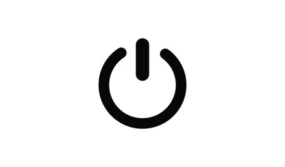 Simple black power button symbol on a white background