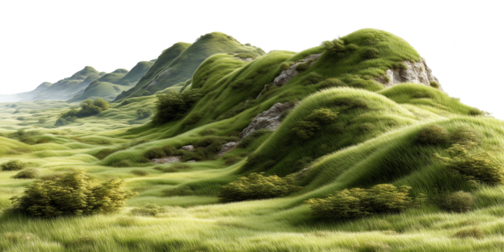 mountain landscape with green grass and trees,green moss and mountain,Green grass or moss over mountain,green grassy hills landscape for poster banner cover design