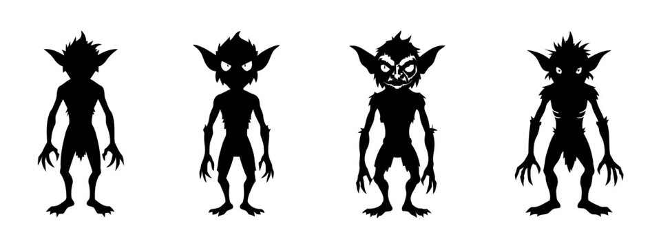 Silhouettes of three different goblins.