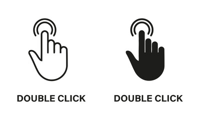 Fototapeta premium Two double-click icons, one line art, one solid black. 