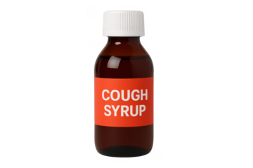 Bottle of cough syrup on transparent background
