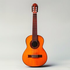 Obraz premium Classical guitar instrument on a plain background, musical equipment on white background