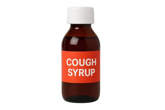 Bottle of cough syrup on transparent background