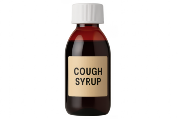 Cough syrup bottle with transparent background
