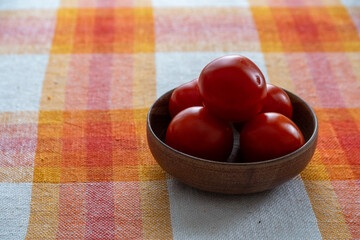 Fresh Ripe Cherry Tomatoes in a Small Bowl