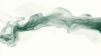 Abstract green smoke design on white background perfect for modern aesthetics