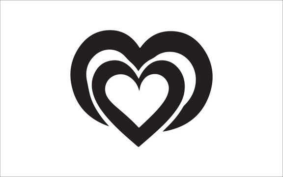 Heart Love Icon Romantic Symbol Silhouette for Valentine and Wedding Designs